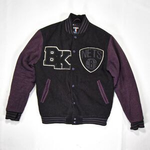 Vintage NBA Brooklyn Nets Wool Blend Varsity Snap Button Jacket - M